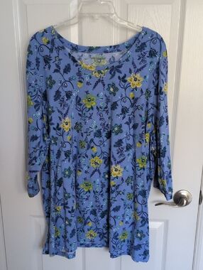 Woman Within Perfect Printed 3/4 Sleeve Scoopneck Tunic - 2X 26/28